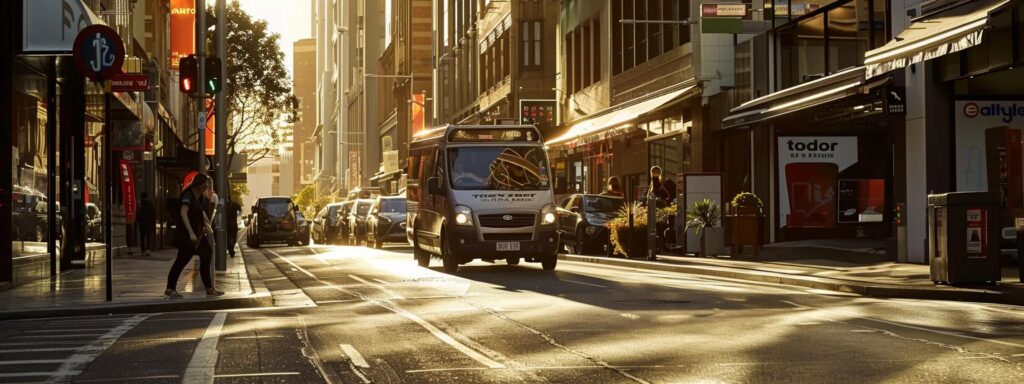 a dynamic urban delivery scene captures an uber eats driver navigating a bustling city street in australia, highlighting various regional landmarks and diverse cultural influences that showcase the brand's adaptability to local regulations and demand.