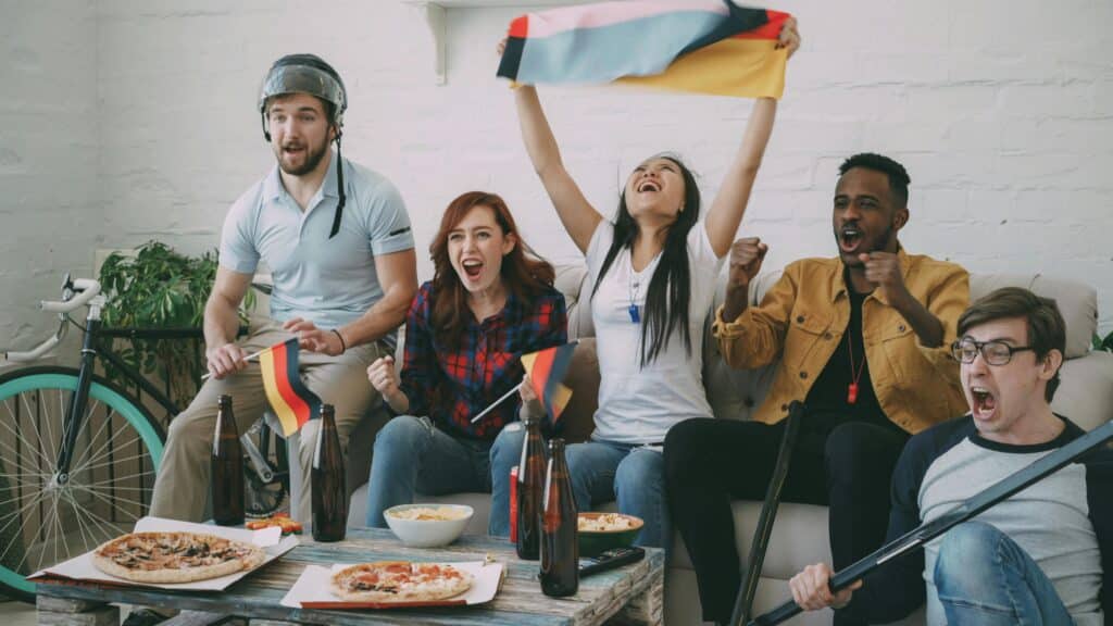 team watching sports with german flag